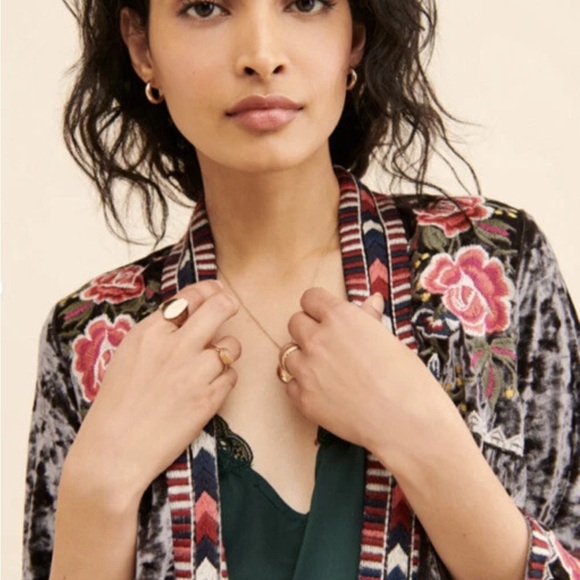 Driftwood Carly Velvet Floral Kimono Cardigan, Size S - Picture 3 of 8